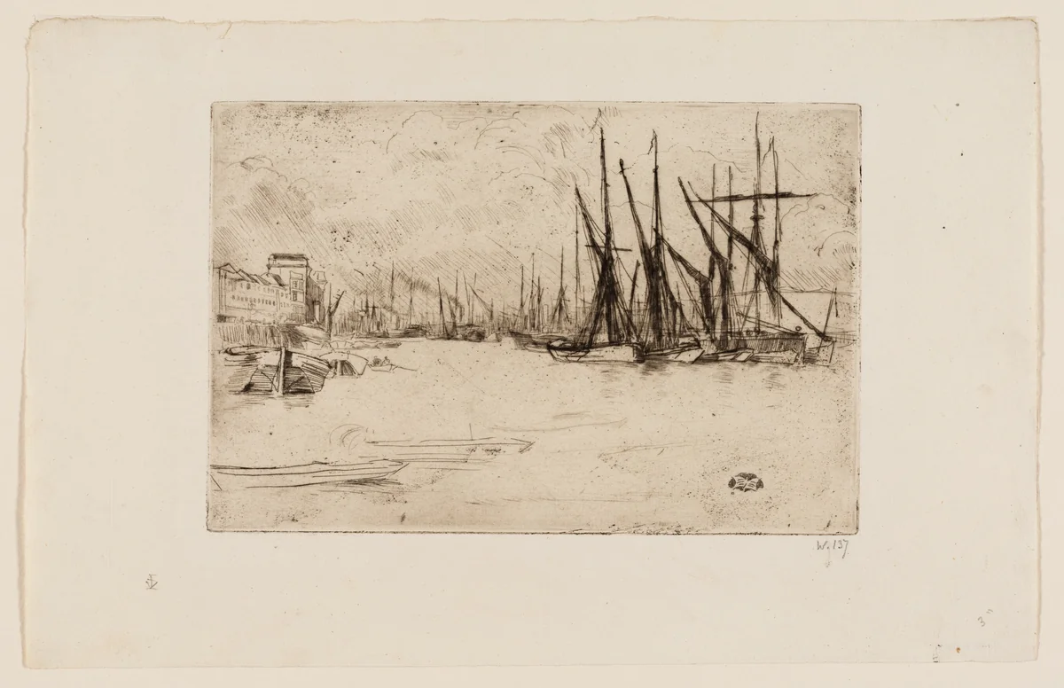 Pickle Herring Wharf by James McNeill Whistler, print, 1876-1877