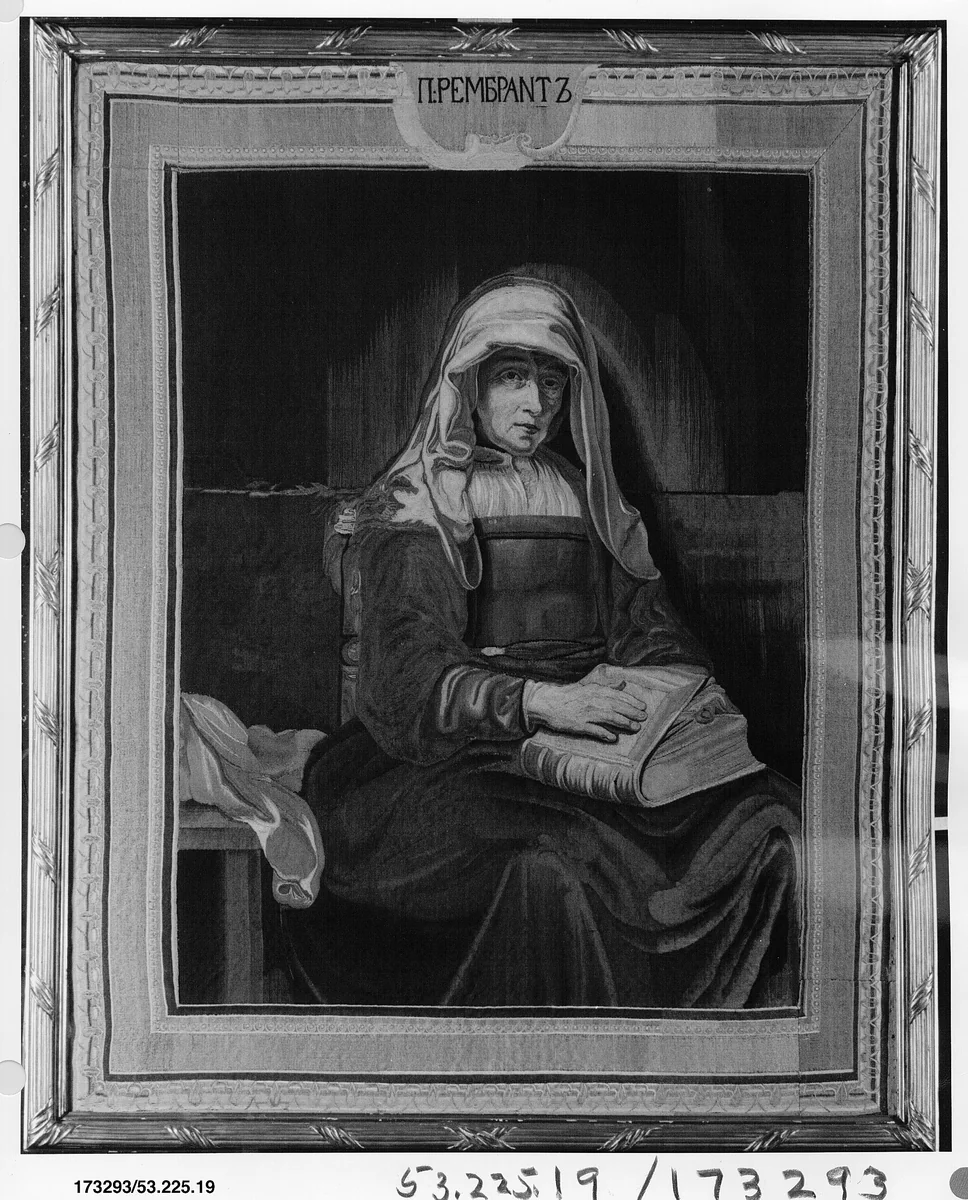 Old Woman with a Book by Imperial Russian Tapestry Manufactory, textile, 1785-1799