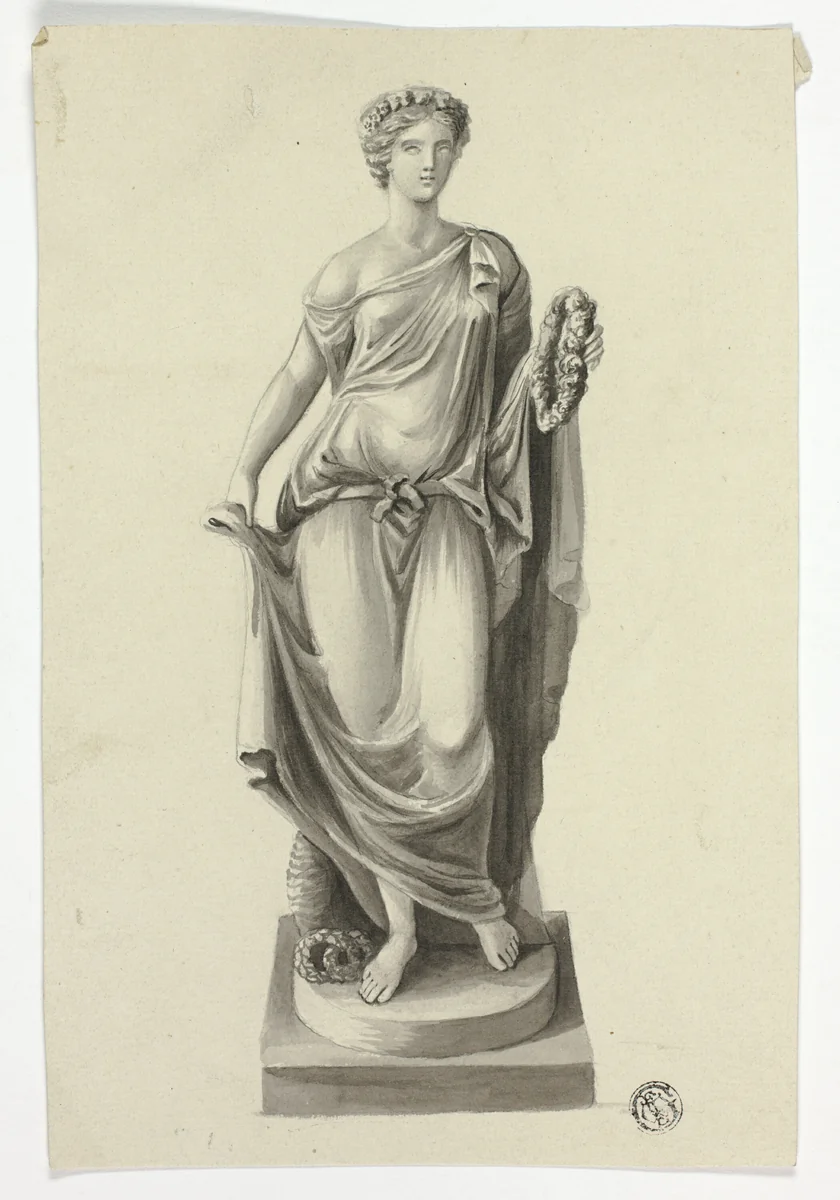 Allegoric Figure after the Flora Farnese by Unknown Artist, drawing, 1800-1899