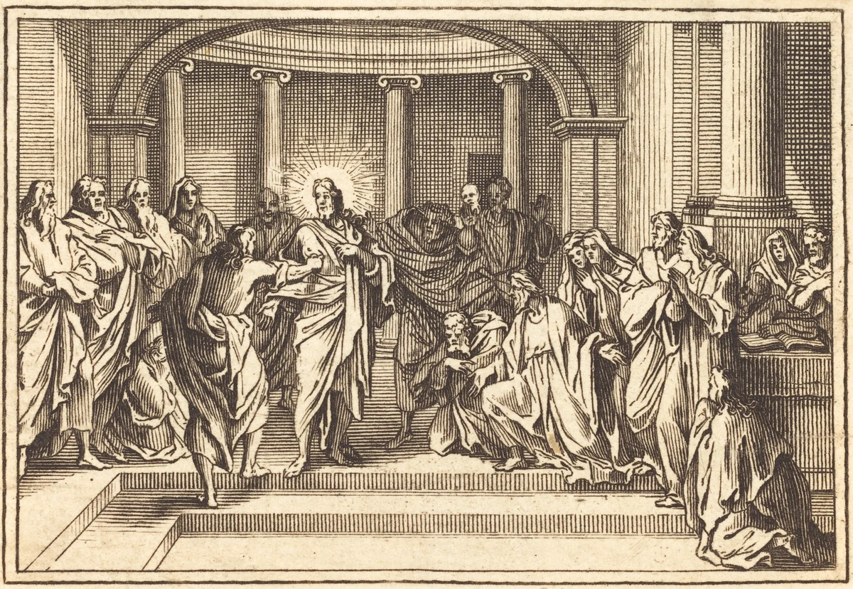 The Incredulity of Thomas by Sébastien Le Clerc I, print, 1600-1699