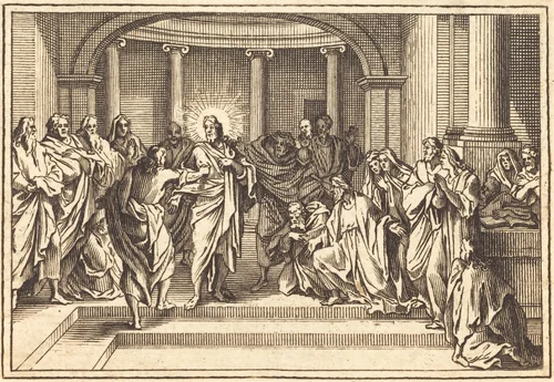 The Incredulity of Thomas by Sébastien Le Clerc I, print, 1600-1699