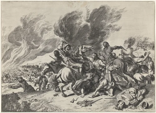Gevecht bij Lens, 1648 by Pieter Nolpe, print, 1648