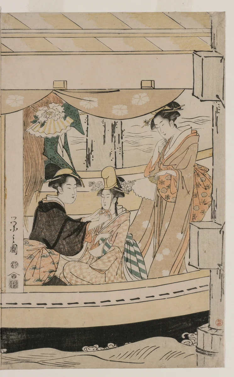 Party on the Pleasure Boat Kawaichimaru by Chōbunsai Eishi (鳥文斎栄之), print, 1796-1797