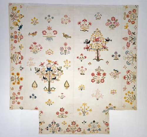 Embroidered coverlet by Mary Breed, artwork, 1770