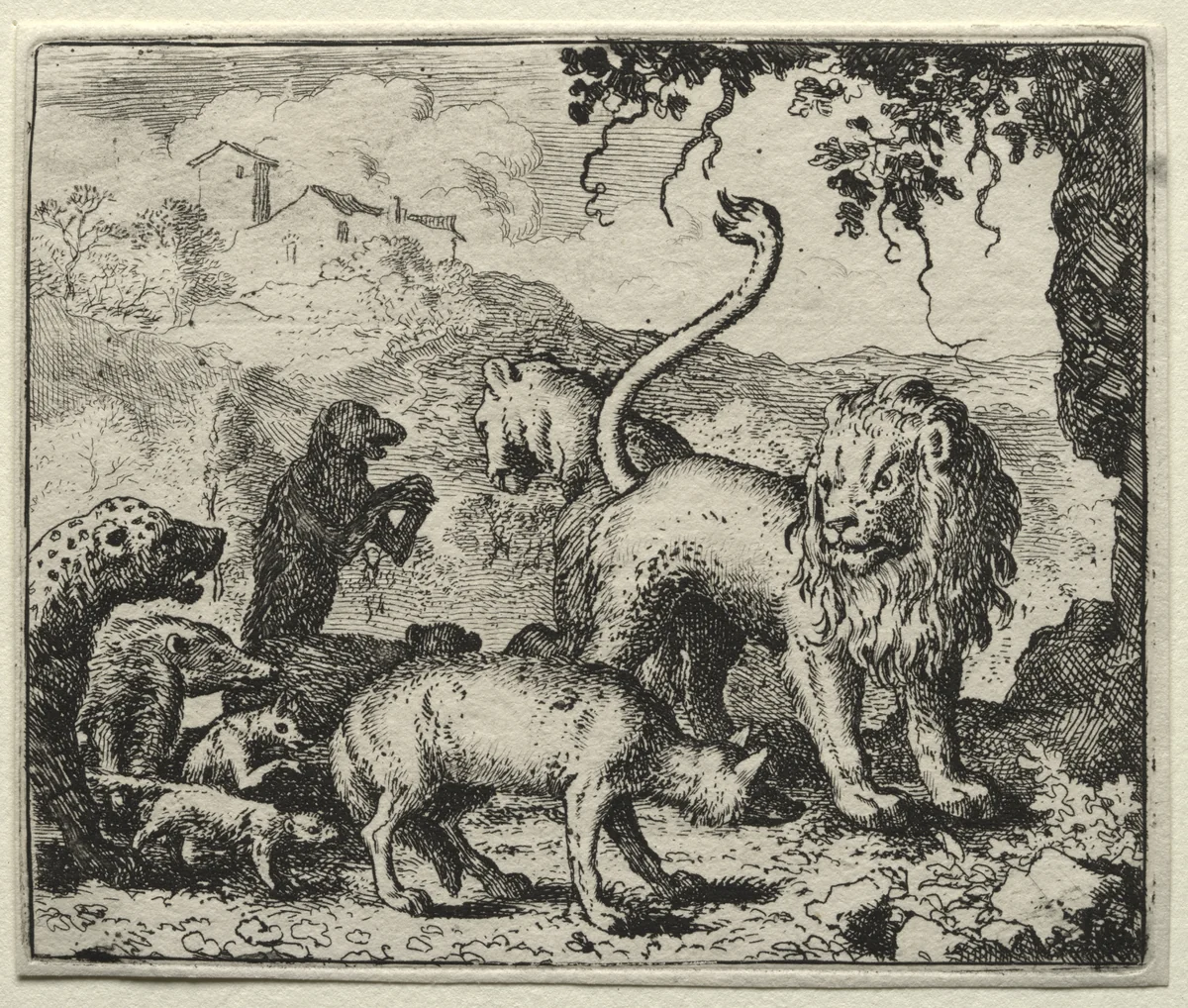 Reynard the Fox: First Complaint of the Wolf by Allart van Everdingen, print, 1650-1675