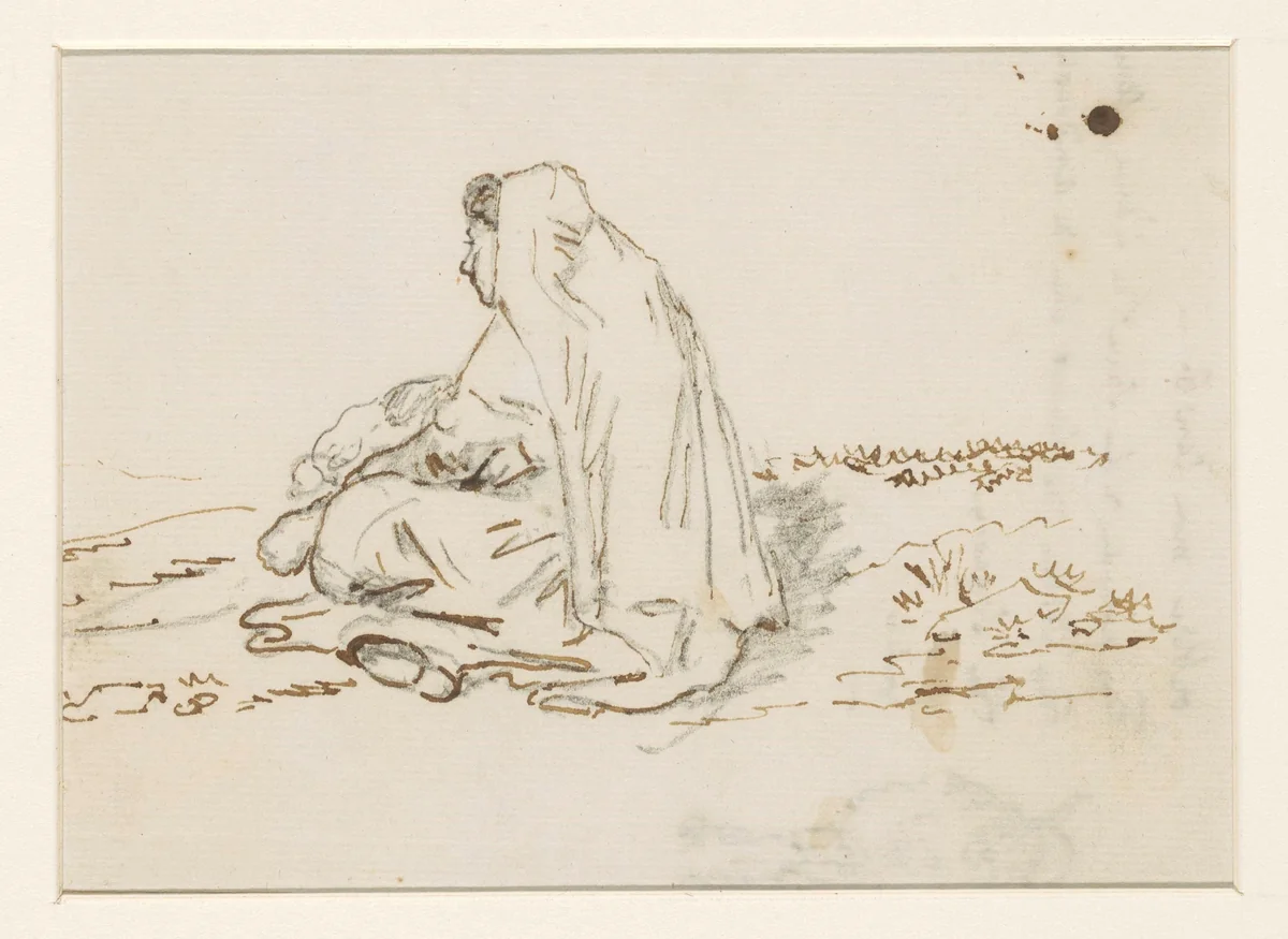 Meisje in een landschap met enkele geiten by David de Sandoz-Rollin, drawing, 1750-1809