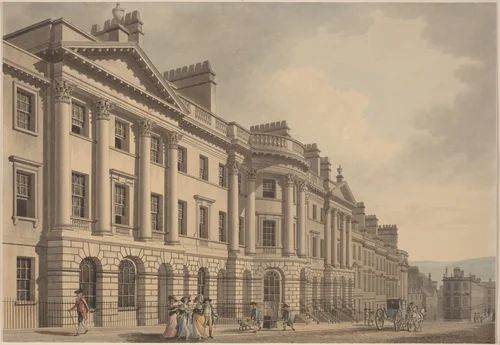 Milsom Street in Bath by Thomas Malton, drawing, 1784
