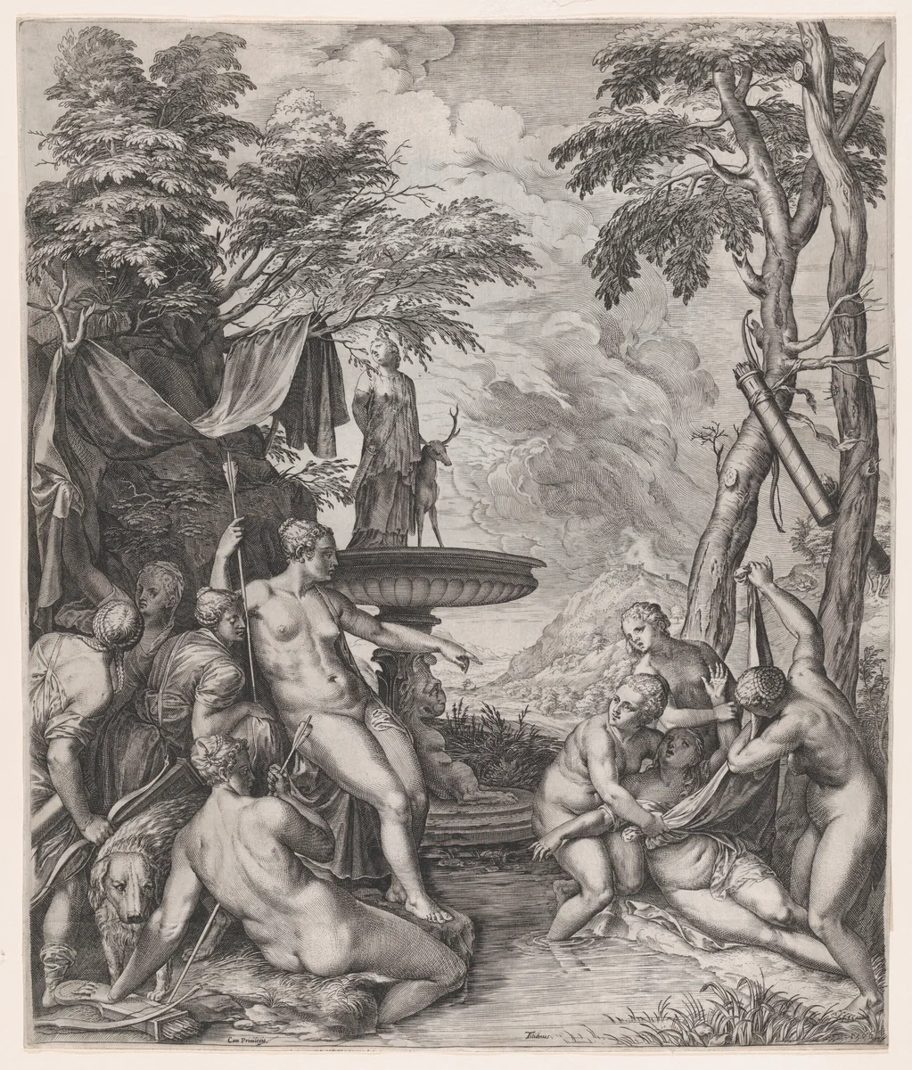 Diana Discovering Callisto's Pregnancy by Cornelis Cort, print, 1566