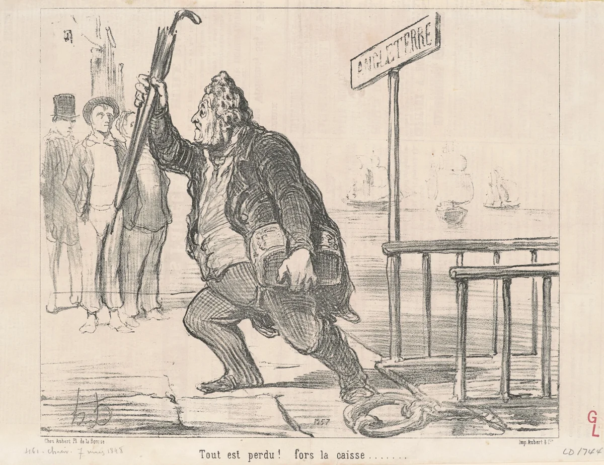 Tout est perdu! Fors la caisse by Honoré Daumier, print, 1848