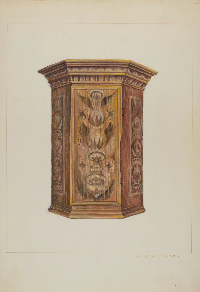 Wall Cupboard by Samuel W. Ford, index of american design, 1935-1942