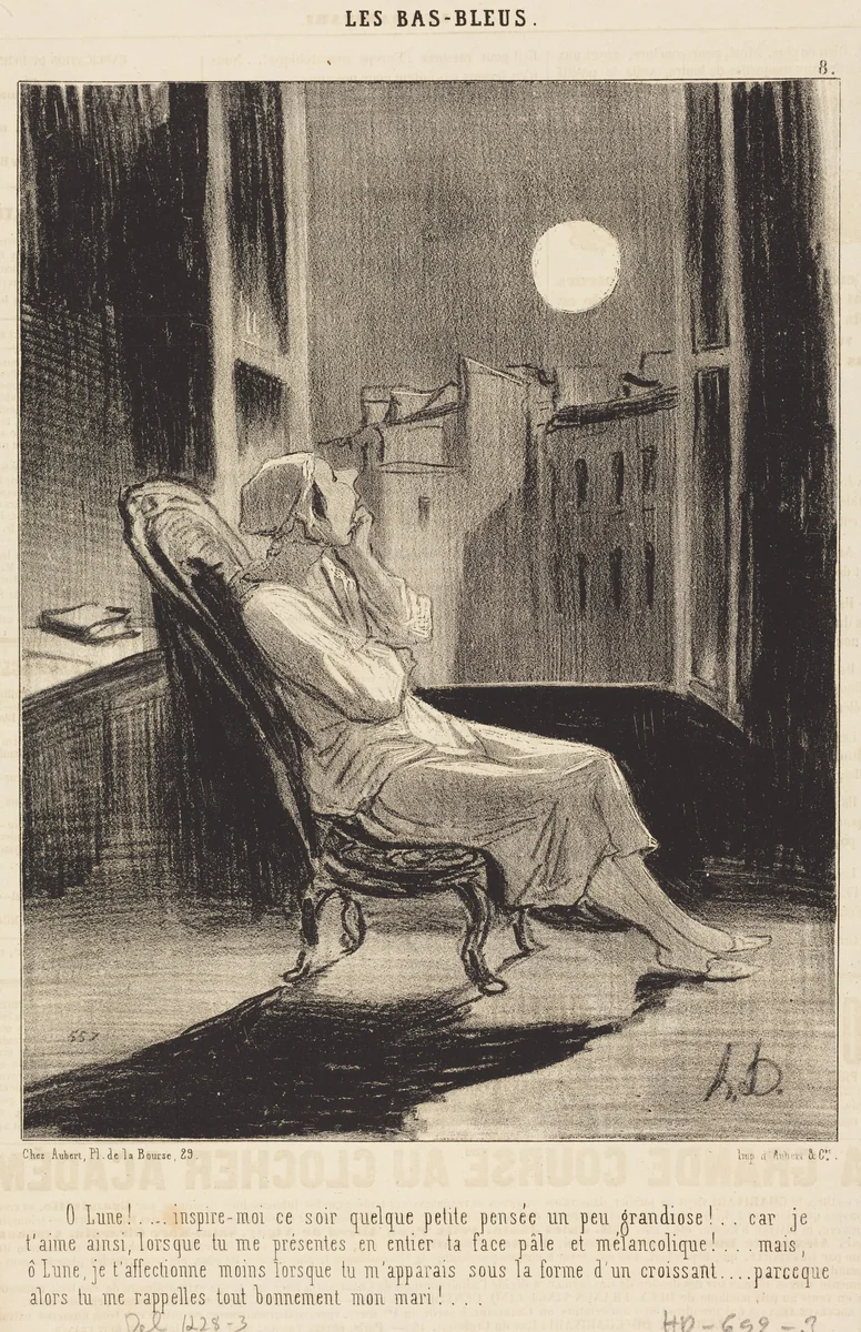 O Lune!... inspire-moi ce soir quelque petite pensée... by Honoré Daumier, print, 1844