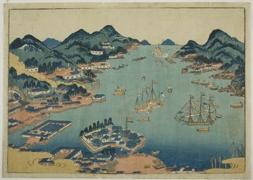 Nagasaki Harbor by Unknown Artist, print, 1810-1839