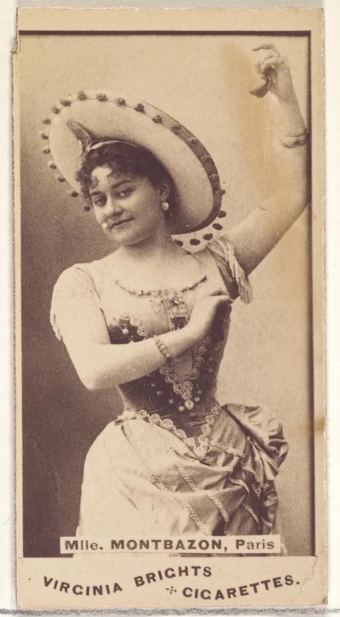 Mlle. Montbazon, Paris, from the Actors and Actresses series (N45, Type 1) for Virginia Brights Cigarettes by Allen & Ginter, photograph, 1885-1891
