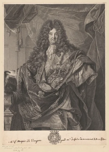 Portret van Philippe de Courcillon by Pierre Drevet, print, 1703
