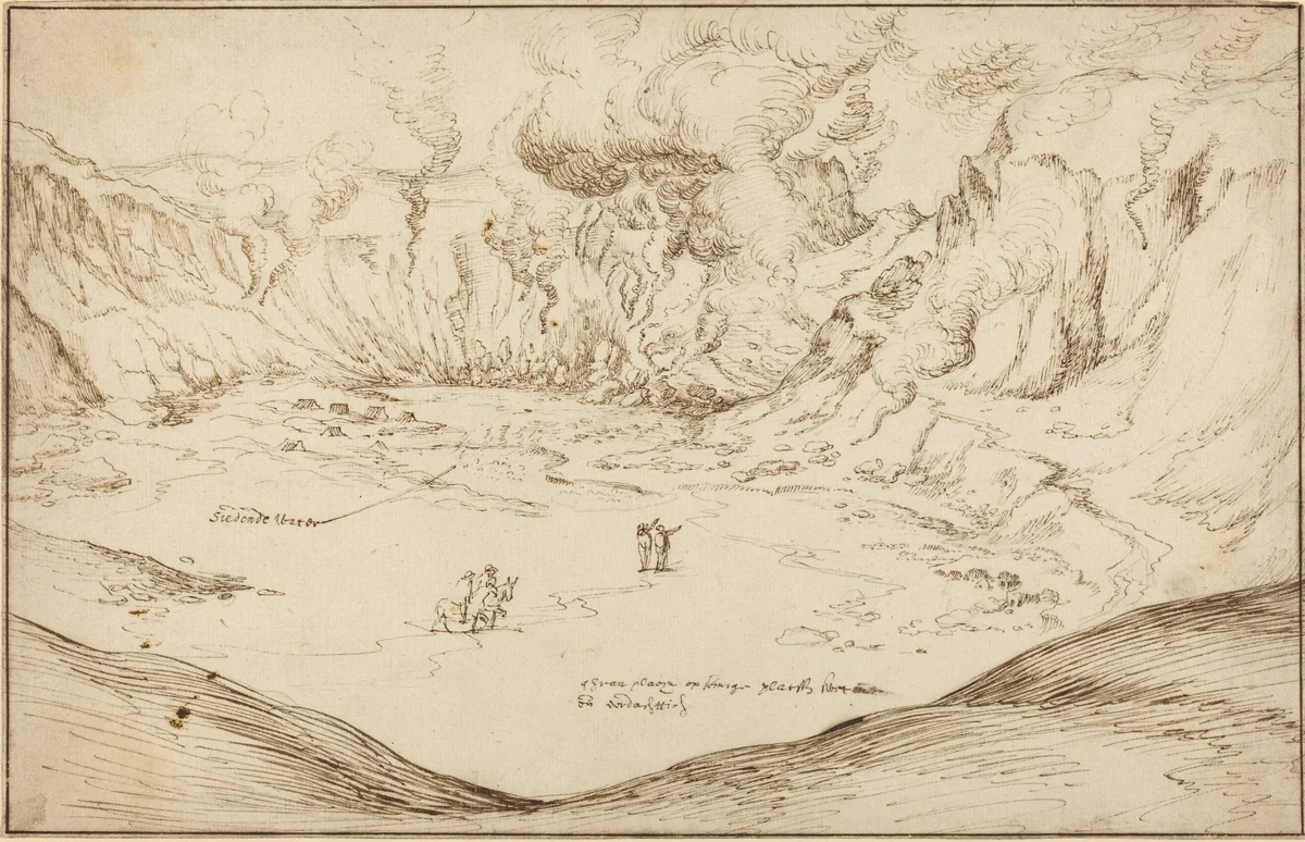 Forum Vulcani: The Hot Springs at Pozzuoli by Joris Hoefnagel, drawing, 1578