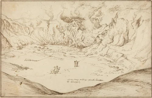 Forum Vulcani: The Hot Springs at Pozzuoli by Joris Hoefnagel, drawing, 1578