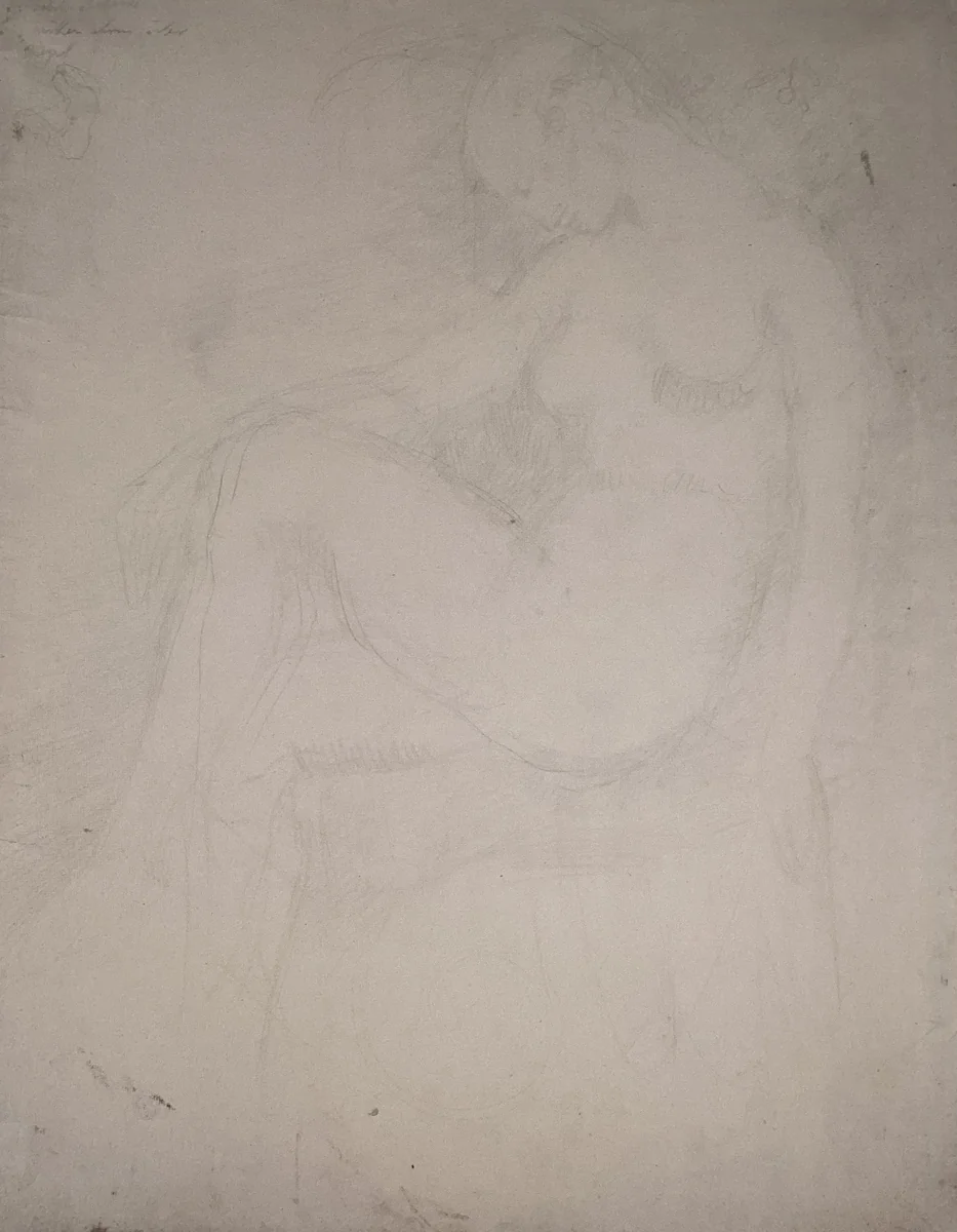 Seated Female Nude, Facing Left by Wilhelm Lehmbruck, drawing, 1910