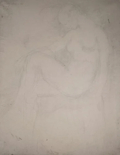 Seated Female Nude, Facing Left by Wilhelm Lehmbruck, drawing, 1910