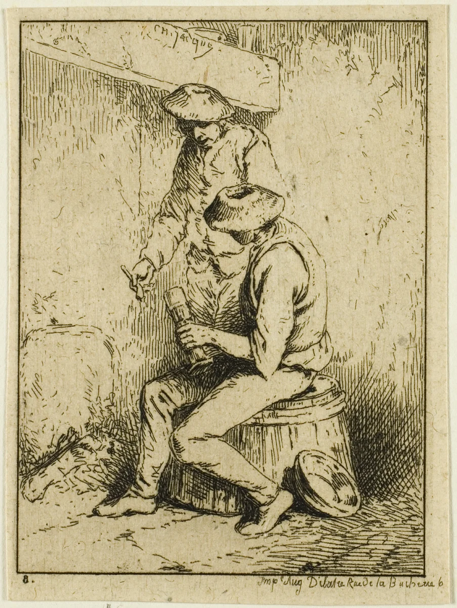Drinkers by Charles-Émile Jacque, print, 1833-1894