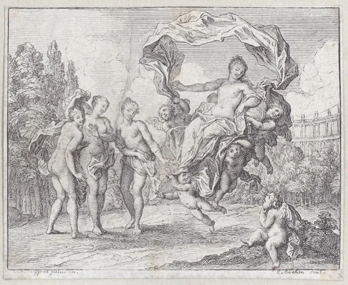 The Graces, Fable VIII in "Fables Nouvelles" by Charles Nicolas Cochin, print, 1719
