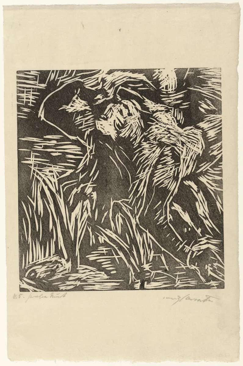 Untitled (Female nude bending over backwards) (Rückwärts gebeugter weiblicher Akt) by Lovis Corinth, print, 1919