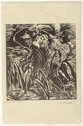 Untitled (Female nude bending over backwards) (Rückwärts gebeugter weiblicher Akt) by Lovis Corinth, print, 1919