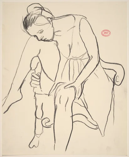 Untitled [woman seated with her leg over the chair arm] by Richard Diebenkorn, drawing, 1955-1967