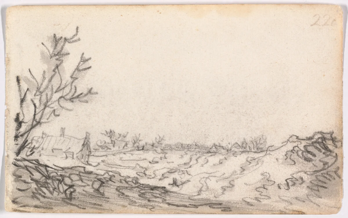 A Dune Landscape by Jan van Goyen, drawing, 1650-1651