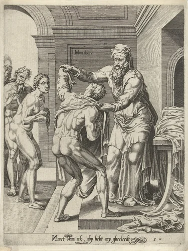 Naakten kleden by Dirck Volckertsz. Coornhert, print, 1551