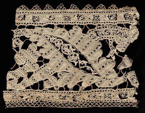 Portion of Needlepoint (Cutwork) and Bobbin Lace Flounce (Taglia tela) by Unknown, textile, 1500-1540