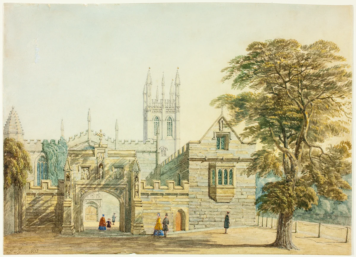 Magdalen College and Tower, Oxford by George Pyne, painting, 1853