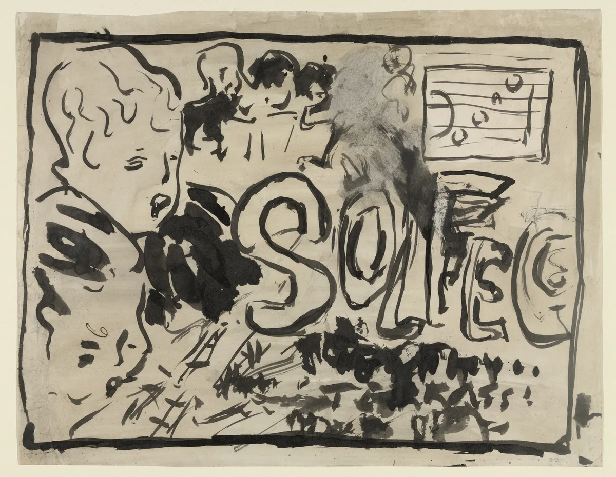 Design for cover for Petit solfège illustré (Little Illustrated Solfège) by Pierre Bonnard, drawing, 1893