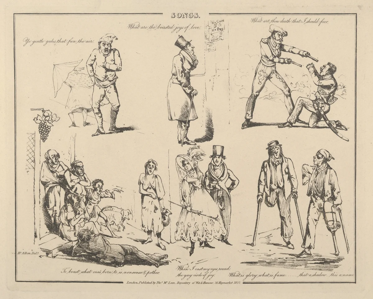 Songs: "Ye gentle gates that fan the air..." by Henry Thomas Alken, print, 1822