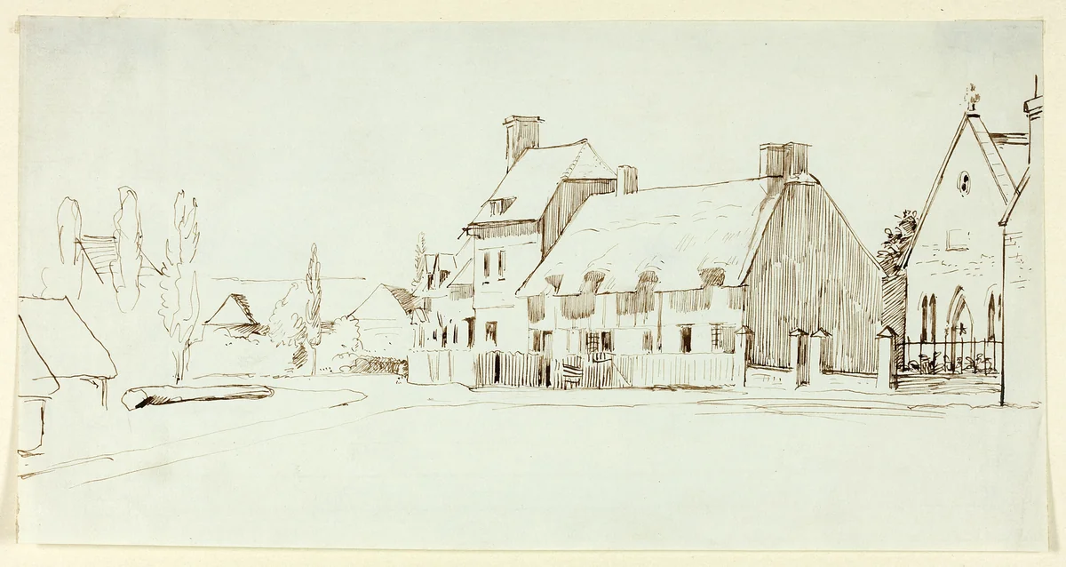 The Village Church by Henry Stacy Marks, drawing, 1849-1898