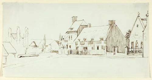 The Village Church by Henry Stacy Marks, drawing, 1849-1898
