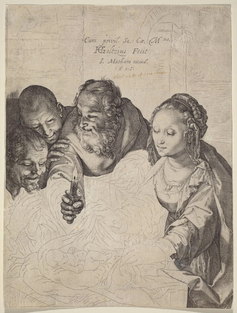 The Adoration of the Shepherds by Hendrick Goltzius, print, 1615