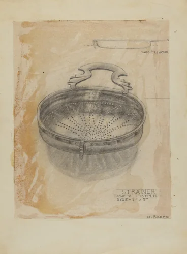 Silver Strainer by Herman Bader, index of american design, 1935-1942