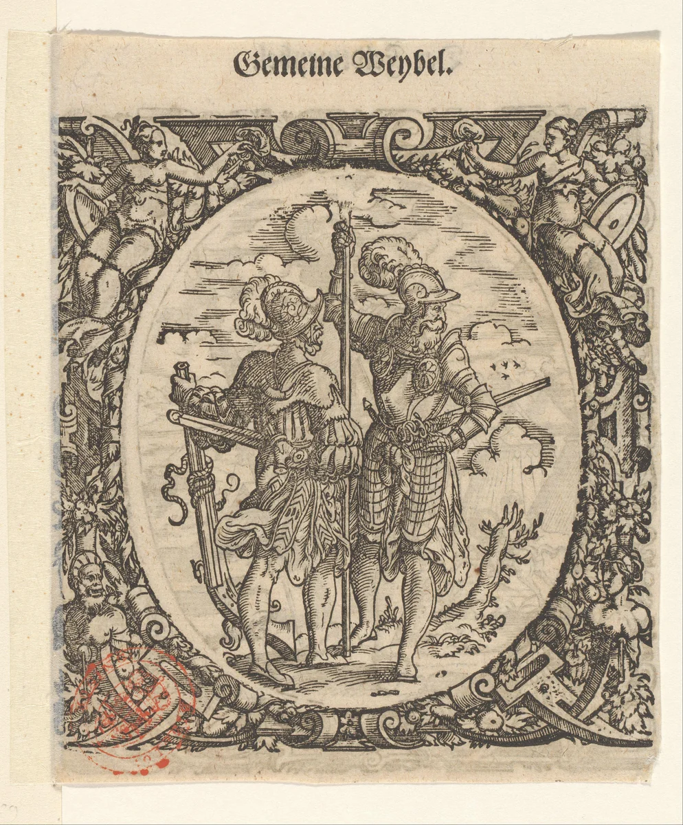 Twee bodes by Jost Amman, print, 1573