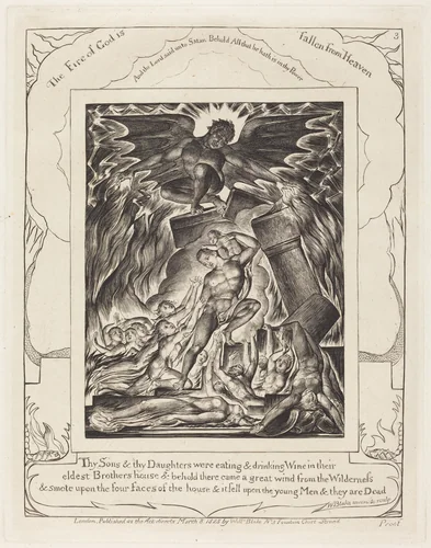 The Destruction of Job's Sons by William Blake, print, 1825