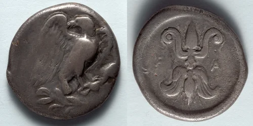 Stater: Eagle (obverse); Thunderbolt (reverse) by Unknown, metalwork, -437--416