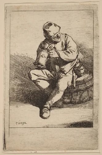 The Drinker by Cornelis Bega, print, 1631-1664