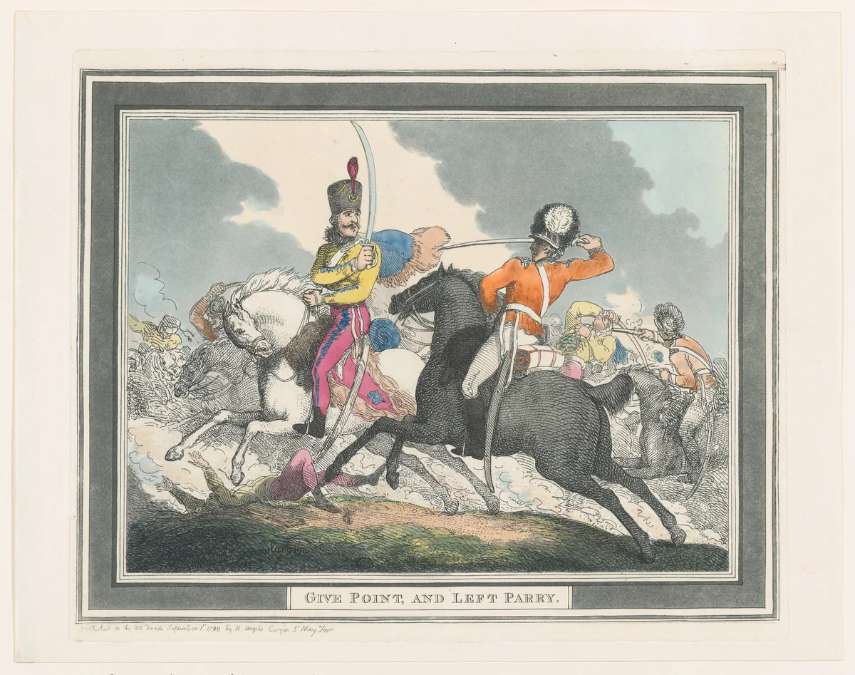 Give Points and Left Parry by Thomas Rowlandson, print, 1798