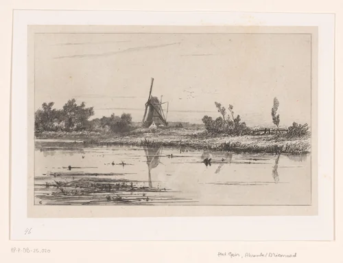 Landschap met molen aan het Gein by Carel Nicolaas Storm van 's-Gravesande, print, 1872