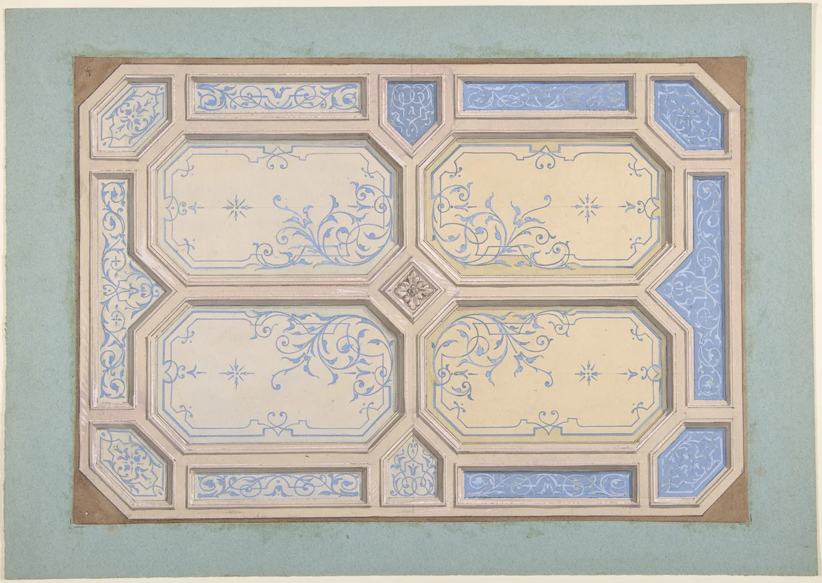 Design for Ceiling, Hôtel Hope by Jules-Edmond-Charles Lachaise, drawing, 1867
