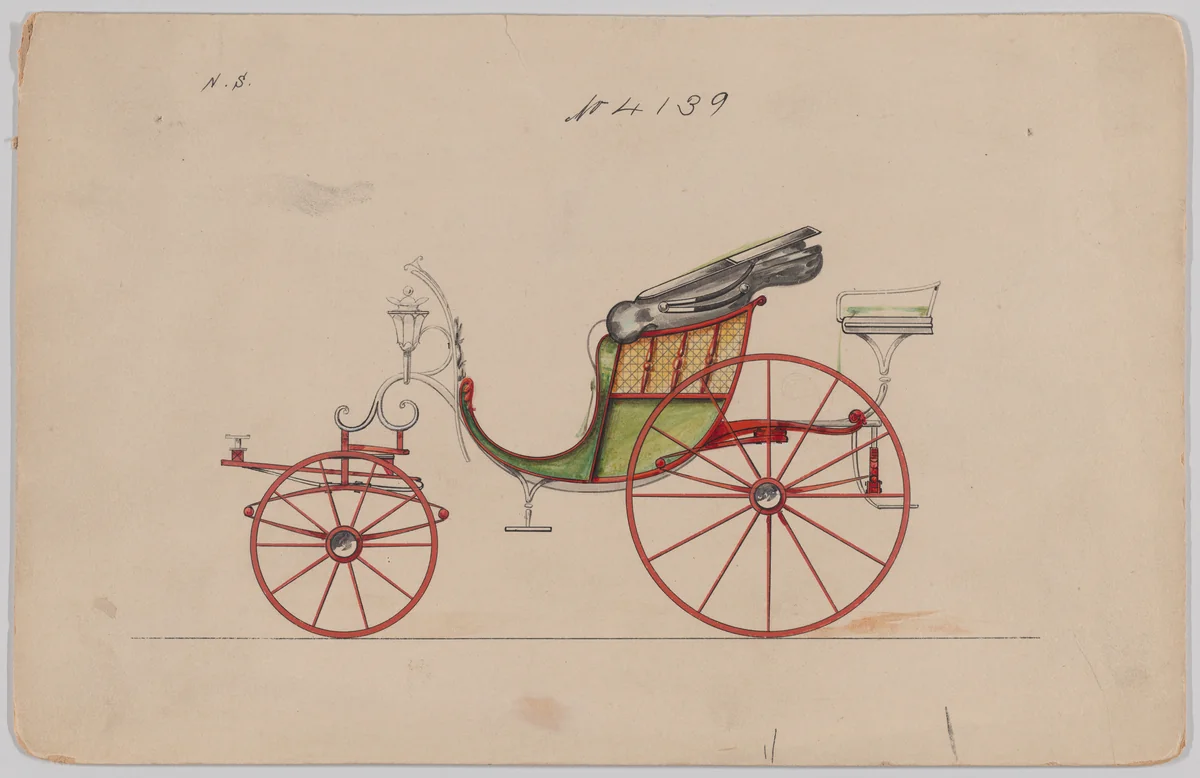 Design for Pony Phaeton, no. 4139 by Brewster & Co., drawing, 1850-1910