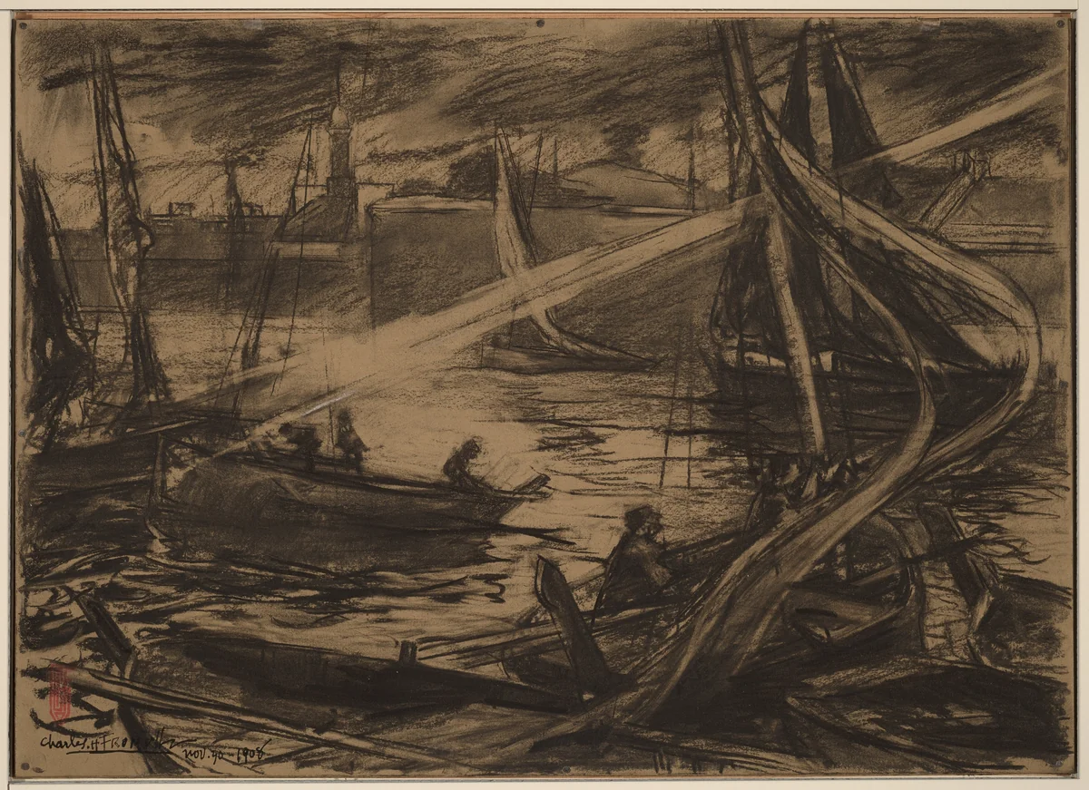 The Storm by Charles Fromuth, drawing, 1908