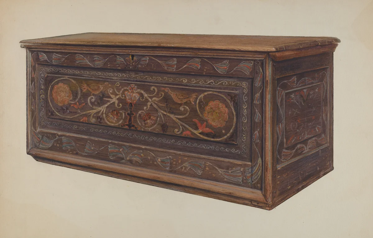 Painted Guilford Chest by Edward F. Engel, index of american design, 1935-1942