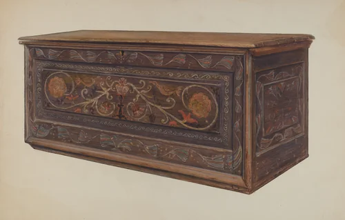 Painted Guilford Chest by Edward F. Engel, index of american design, 1935-1942