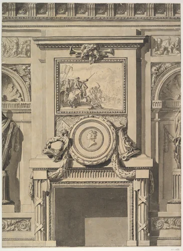 Design for a Chimneypiece by Jean Charles Delafosse, drawing, 1734-1789