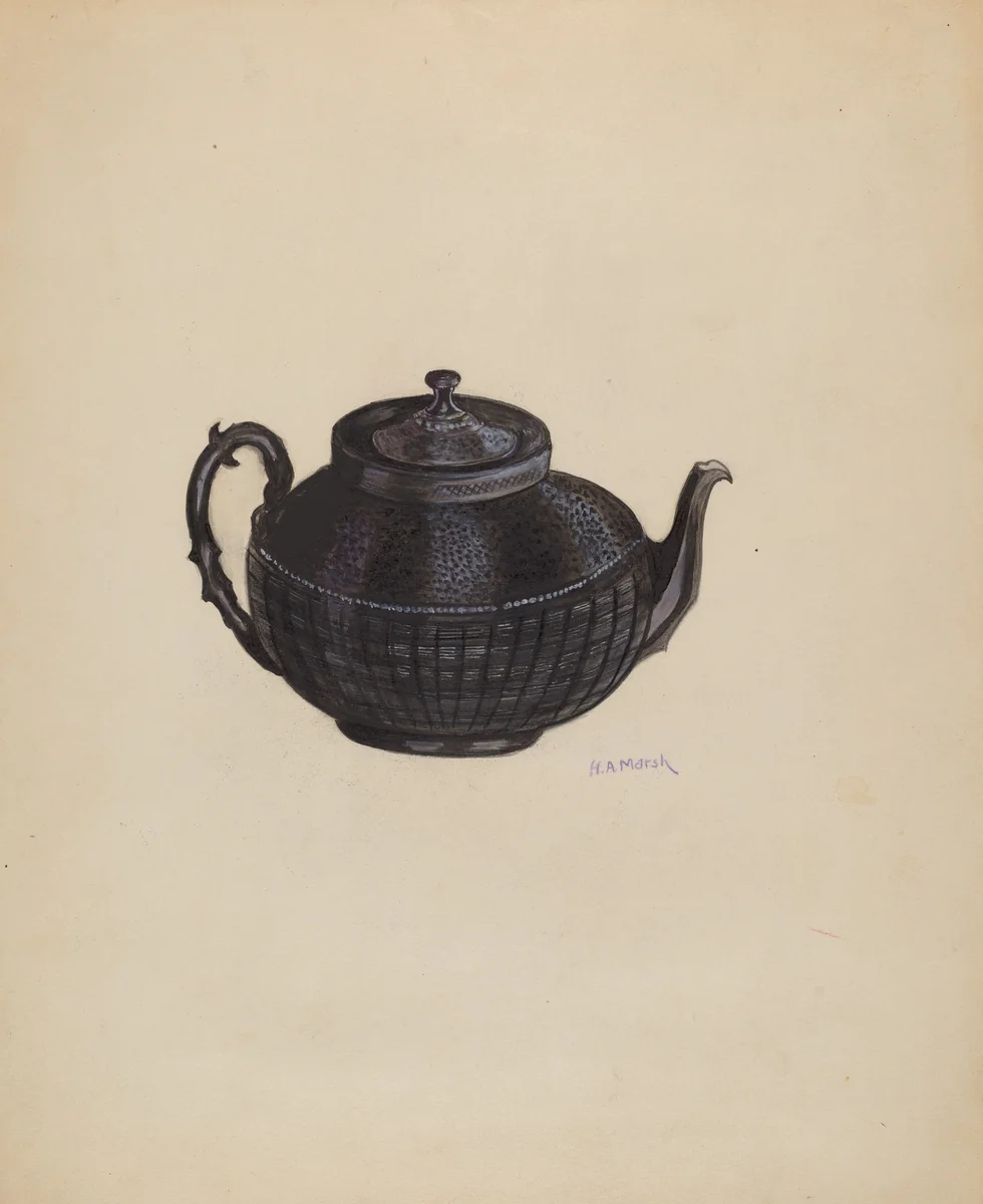 Wedgewood Teapot by Herbert Marsh, index of american design, 1936